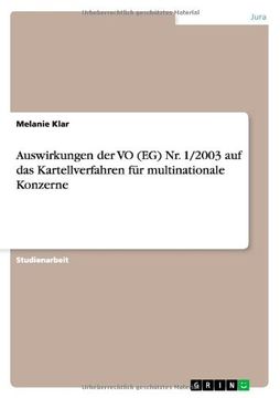 portada Auswirkungen der VO (EG) Nr. 1/2003 auf das Kartellverfahren für multinationale Konzerne (German Edition)