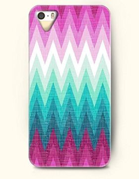 portada Oofit Aztec Indian Chevron Zigzag Pattern Hard Case for Apple Iphone 4 4s ( Blue and Pink Gradient Chevron Print )
