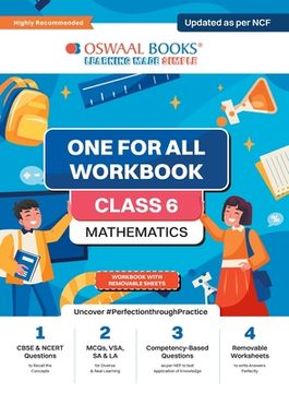portada Oswaal NCERT & CBSE One For All Workbook Mathematics Class 6 Updated As Per NCF MCQ's VSA SA LA For Latest Exam (in English)