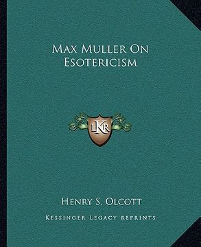 portada max muller on esotericism (in English)