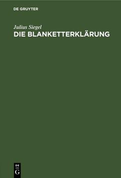 portada Die Blanketterklärung (en Alemán)