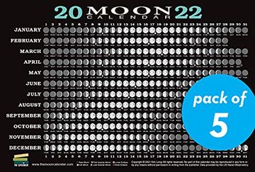 portada 2022 Moon Calendar Card (5 Pack): Lunar Phases, Eclipses, and More! (en Inglés)