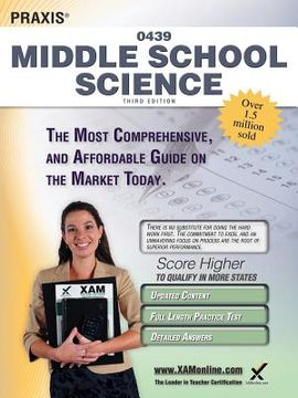 portada praxis middle school science 0439 teacher certification study guide test prep (in English)