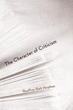 portada the character of criticism (en Inglés)