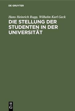 portada Die Stellung der Studenten in der Universität (en Alemán)