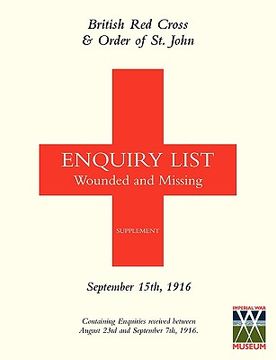 portada british red cross and order of st john enquiry list for wounded and missing: september 15th 1916 (in English)