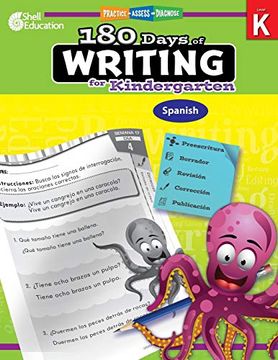portada 180 Days of Writing for Kindergarten (Spanish): Practice, Assess, Diagnose (180 Days of Practice) (in Spanish)
