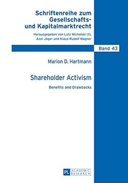 portada Shareholder Activism: Benefits and Drawbacks (Schriftenreihe Zum Gesellschafts- Und Kapitalmarktrecht)