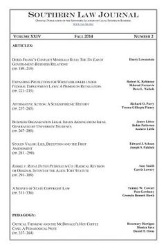 portada Southern Law Journal, Vol. XXIV, No. 2, Fall 2014
