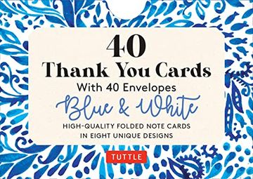 portada Blue & White, 40 Thank you Cards With Envelopes: (4 1 (en Inglés)