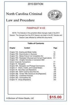 portada North Carolina Criminal Law and Procedure-Pamphlet 43 (en Inglés)