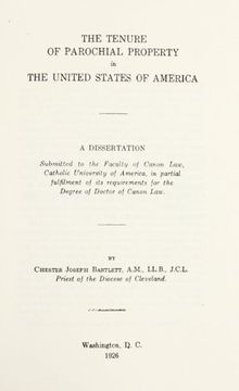 portada The Tenure of Parochial Property in the United States of America (1926) (CUA Studies in Canon Law)