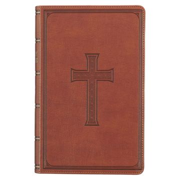 portada KJV Holy Bible, Giant Print Standard Size Faux Leather Red Letter Edition - Ribbon Marker, King James Version, Brown (in English)