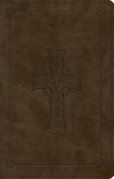 portada ESV Large Print Value Thinline Bible (TruTone, Olive, Celtic Cross Design)