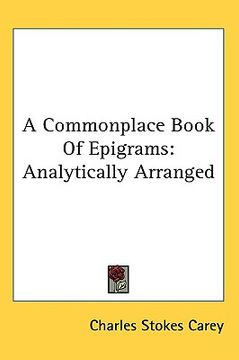 portada a commonplace book of epigrams: analytically arranged (en Inglés)
