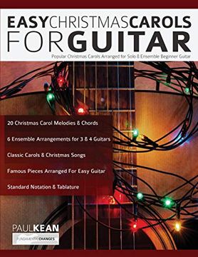 portada Easy Christmas Carols for Guitar: Popular Christmas Carols Arranged for Solo and Ensemble Beginner Guitar (en Inglés)