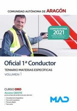 portada Oficial 1ª Conductor de la Comunidad Autonoma de Aragon. Temario Materias Especificas Volumen 1 (in Spanish)