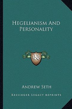 portada hegelianism and personality (en Inglés)