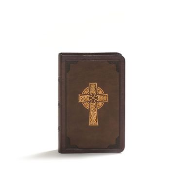 portada KJV Large Print Compact Reference Bible, Celtic Cross Brown Leathertouch (en Inglés)