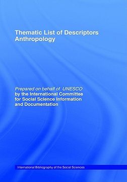 portada thematic list of descriptors - anthropology (en Inglés)