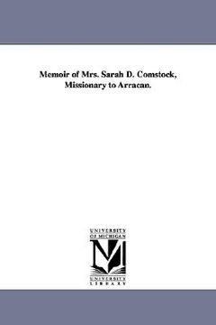 portada memoir of mrs. sarah d. comstock, missionary to arracan.