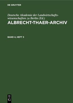 portada Albrecht-Thaer-Archiv. Band 4, Heft 3 (in German)