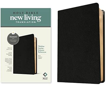 portada Nlt Thinline Center-Column Reference Bible, Filament-Enabled Edition (Genuine Leather, Black, red Letter) (en Inglés)