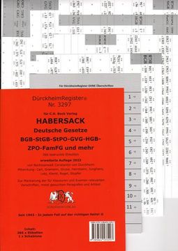 portada Dürckheimregister® Habersack 2022 Gesetze und §§: 366 Registeretiketten (Sog. Griffregister) für den Habersack, C. Ha Beck Verlag? At, Schulrecht,. (Bgb, Stgb, Stpo, Hgb, Zpo, Famfg, Usw. ) (en Alemán)