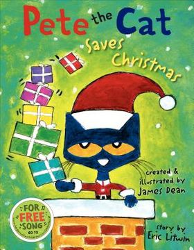 portada pete the cat saves christmas (in English)