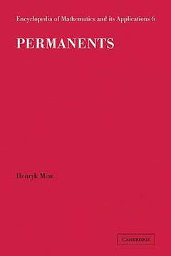 portada Permanents Hardback: 006 (Encyclopedia of Mathematics and its Applications) 