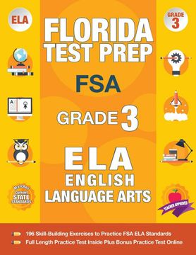 portada Florida Test Prep fsa Grade 3 English: Fsa Reading Grade 3, fsa Practice Test Book Grade 3 Reading, Florida Test Prep English Language Arts Grade 3, 3rd Grade Book Florida (in English)