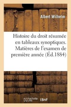 portada Histoire Du Droit Résumée En Tableaux Synoptiques. Matières de l'Examen de Première Année (in French)
