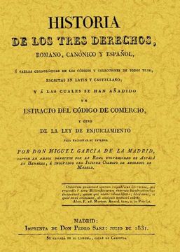portada Historia de los tres derechos, romano, canónico y español