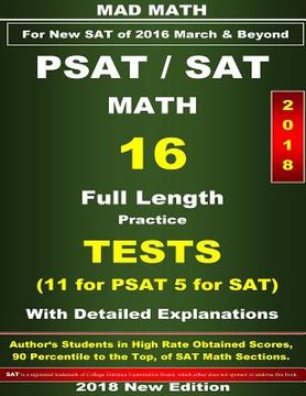 portada 2018 PSAT-SAT Math 16 Tests (in English)