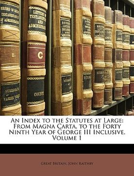 portada an index to the statutes at large: from magna carta, to the forty ninth year of george iii inclusive, volume 1 (en Inglés)