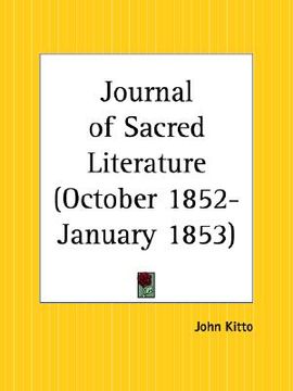 portada journal of sacred literature, october 1852 to january 1853 (en Inglés)