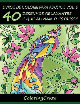 portada Livros de Colorir Para Adultos Vol. 6: 40 Desenhos Relaxantes e que Aliviam o Estresse (Série de Arteterapia Antiestresse) (Portuguese Edition)