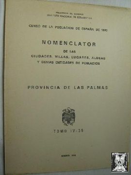 portada Nomenclator de la Provincia de las Palmas