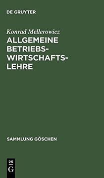 portada Allgemeine Betriebswirtschaftslehre (Sammlung Göschen) (en Alemán)
