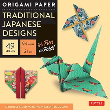 portada Origami Paper - Traditional Japanese Designs - Large 8 1/4": Tuttle Origami Paper: 48 High-Quality Origami Sheets Printed With 12 Different Patterns: 