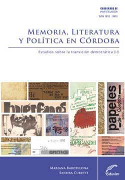 portada Memoria, Literatura Y Política En Córdoba. Estudios Sobre La