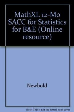 portada Mathxl 12-Mo Sacc for Statistics for b&e (en Inglés)