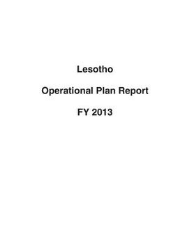 portada Lesotho Operational Plan Report FY 2013 (en Inglés)