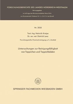 portada Untersuchungen zur Reinigungsfähigkeit von Teppichen und Teppichböden (Forschungsberichte des Landes Nordrhein-Westfalen) (German Edition)