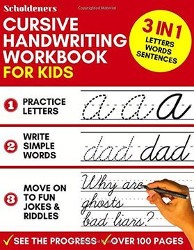 portada Cursive Handwriting Workbook for Kids: 3-In-1 Writing Practice Book to Master Letters, Words & Sentences (in English)