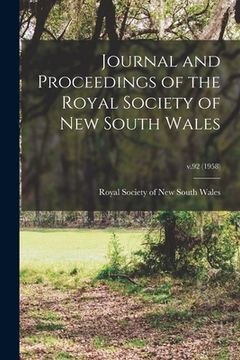 portada Journal and Proceedings of the Royal Society of New South Wales; v.92 (1958) (en Inglés)