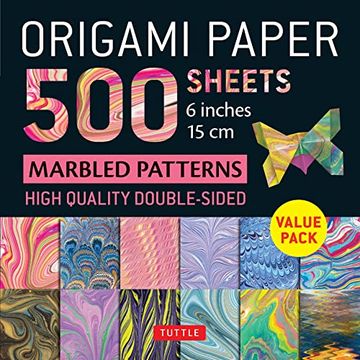 portada Origami Paper 500 Sheets Marbled Patterns 6" (15 Cm): Tuttle Origami Paper: Double-Sided Origami Sheets Printed With 12 Different Designs (Instructions for 6 Projects Included) (in English)