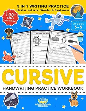 portada Cursive Handwriting Practice Workbook for 3rd 4th 5th Graders: Cursive Letter Tracing Book, Cursive Handwriting Workbook for Kids to Master Letters,. 1 Writing Practice (Coloring Books for Kids) (in English)