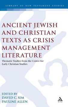 portada ancient jewish and christian texts as crisis management literature (en Inglés)