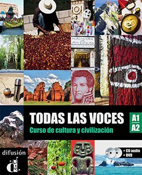 portada Todas las Voces (A1/A2): Curso de Cultura y Civilización. Lehrbuch + Audio-Cd + dvd